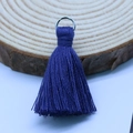 Dark blue 3.5cm cotton tassel pendant with a silver metal ring for DIY jewelry making - Light Navy