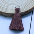 Handmade 3.5cm chocolate brown cotton tassel with a silver metal ring for bags - Tree Brown