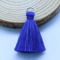 Handmade purple 3.5cm cotton tassel pendant with silver metal ring for bags and crafts - Royal Blue