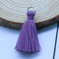 3.5cm purple cotton tassel pendant with silver metal ring for DIY jewelry making - Violet