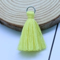 Bright yellow 3.5cm cotton tassel pendant with silver metal ring for DIY bags - Bright Yellow