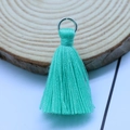 Mint green polyester tassel with silver metal ring for DIY jewelry and bag charms - Light Green