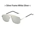 Double bridge aviator sunglasses with silver metal frame and silver mirrored lenses - Silver Frame White Mirror Lens