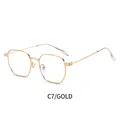Chic vintage polygonal metal sunglasses with gold frame and retro square flat lenses - Gold Frame Clear Lens