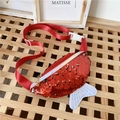 Kids red sequined mermaid tail fanny pack with adjustable strap and iridescent scales - Red