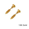 Industrial 18K gold color screw shaped stud earrings made of surgical titanium steel - Gold Tone Pair Earrings