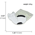 Spilla in smalto con gatto bianco che dorme sotto coperta verde, 3,2 cm x 2,1 cm - Gatto Bianco Sotto la Coperta (A00328)