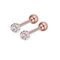 Rose gold stainless steel labret stud with a sparkling clear zircon crystal ball - Rose Gold Paved Ball
