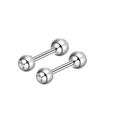 Makroaufnahme von silbernen Lippensteckern aus Edelstahl mit Zirkonia-Inlay - Silber Besetzter Ball