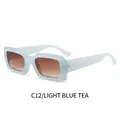 Fashionable square sunglasses with light blue translucent frames and gradient tea lenses - Light Blue Frame Gradient Tea Lens