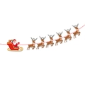 Ghirlanda natalizia con Babbo Natale in slitta e sei renne in stile cartone - Banner Slitta con Renne