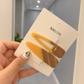 Pair of yellow resin and wood triangular hair clips on white card holder - Two-Piece Set / 2# Yellow