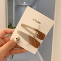 Set of 2 geometric hair clips in creamy white resin and dark wood grain on a card - Two-Piece Set / 1# Gray