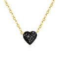 Elegant gold chain necklace with black crystal heart pendant on white background - Gold Chain Black Heart
