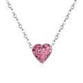 Exquisite Halskette mit rosa Kristall-Herzanhänger und Silberkette für Damen - Silberkette Rosa Herz