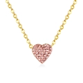 Elegant gold-plated heart necklace with pink crystals on a delicate cable chain - Gold Chain Champagne Pink Heart