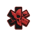 Red and black PVC MEDIC tactical morale patch featuring skull and Star of Life icons - Red Black MEDIC Skull Star