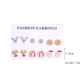 Christmas stud earrings set featuring festive elk, snowflake and Santa Claus motifs - Six-Piece Set (SD-23) / 6 Pairs Set