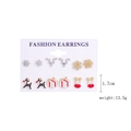 Christmas stud earring set featuring snowflake and reindeer designs in a multi-color pack - Six-Piece Set (SD-25) / 6 Pairs Set
