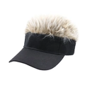 Visera negra creativa con pelo sintético rubio para una protección solar divertida - Ajustable 56-60cm / Negro y Marrón