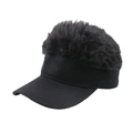 Vista de detalle de gorra de béisbol negra con diseño creativo de peluca divertida - Ajustable 56-60cm / Negro