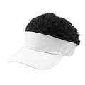 Gorra creativa blanca con visera y decoración de peluca negra de estilo hip hop - Ajustable 56-60cm / Blanco + Negro