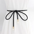 Elegant black velvet belt with white pearl charms for dresses and accessories - Black