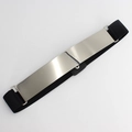 Cinturón elástico para mujer con placa metálica plateada para un estilo moderno actual - Plateado