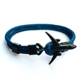 Navy blue paracord bracelet with a black metal airplane buckle minimalist style - Dark Blue (BPL2-10)