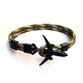 Camo paracord bracelet featuring a sleek black airplane-shaped clasp on a plain white background - Camouflage (BPL2-03)
