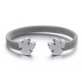 Fashionable mesh stainless steel angel wing open bangle bracelet with a silver finish - Steel Silver (KB112412-K)