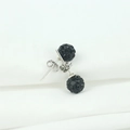 925 silver stud earrings featuring black pave crystal spheres in a minimalist style - 6mm / Plastic Backs / Black Zircon