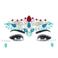 Glow-in-the-dark luminous facial resin rhinestone stickers for festive party makeup decor - AB Crown Blue Gem Style (Y0064)