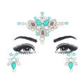 Luminous face jewels with blue and iridescent gems and white pearls for party makeup - Blue Pearl AB (Y0057)