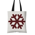 White canvas tote bag featuring a red and black buffalo plaid snowflake pattern - Plaid Snowflake Pattern (GW001-10)