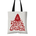 White canvas Christmas tote bag with black handles and red Merry Christmas tree print - Red Typography a Merry Christmas (GW001-11)
