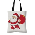 Canvas Christmas tote bag featuring a running Santa Claus print and black handles - Running Santa Claus Pattern (GW001-12)