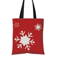 Red Christmas canvas tote bag featuring white snowflake prints and black shoulder straps - Red Snowflake Pattern (GW001-13)