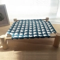 Elevated cat hammock with solid wood frame and blue polar bear printed canvas bed - Ink Blue Polar Bear