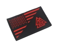 Tactical embroidery patch with Valknut Nordic symbol and red black flag design - USA Flag Viking Rectangle (Black/Red)