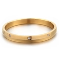 Brazalete de acero inoxidable chapado en oro con cristales transparentes cuadrados - Oro (KB114920-KFC)