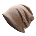 Gorro de punto unisex caqui oscuro, gorro de invierno versátil para hombre y mujer - M (56-58cm) / Caqui