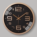 Orologio da parete moderno da 12 pollici con cornice in oro rosa e quadrante nero - Quadrante Nero Cifre Oro Rosa