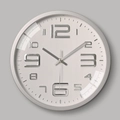Orologio da parete moderno da 12 pollici argento con numeri 3D e design minimale - Quadrante Bianco Scritte Argento