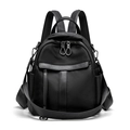 Classic black anti-theft backpack for women in vintage oil wax leather style - Oxford Fabric / Small / Black