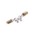 Dettaglio della clip per cardigan color bronzo con perle bianche e strass scintillanti - 5. Fiocco Bianco Bronzo
