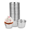 Silver foil cupcake liners with rolled edges for baking muffins, set of 50 pieces - Default