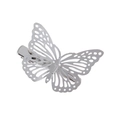 Pinza para el cabello de mariposa en metal hueco con acabado plateado pulido - Plateado