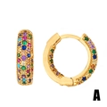 Regenbogen-Zirkonia-Creolen mit 18 Karat Vergoldung für Ohren ohne Piercing-Löcher - Vergoldetes Messing/Zirkonia / Typ A-Regenbogen Pave Huggie Ohrringe