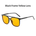 Fashionable double bridge sunglasses featuring a black frame and orange tinted lenses - Black Frame Yellow Lens